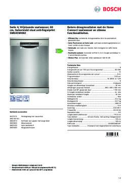 Product informatie BOSCH vaatwasser rvs SMS4EMI06E