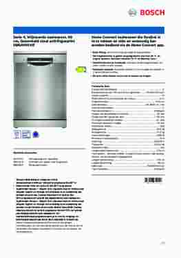 Product informatie BOSCH vaatwasser rvs SMS4HVI14E