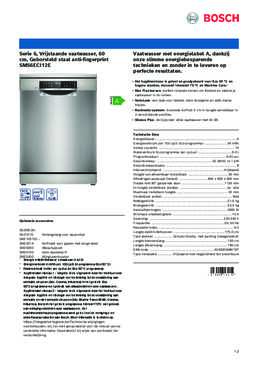 Product informatie BOSCH vaatwasser rvs SMS6ECI12E