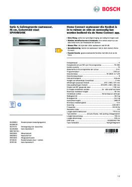 Product informatie BOSCH vaatwasser smal inbouw SPI4HMS49E