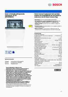 Product informatie BOSCH vaatwasser smal inbouw SPV2HMX02E