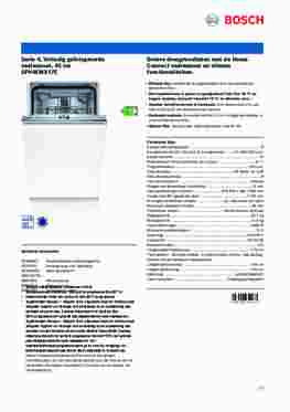 Product informatie BOSCH vaatwasser smal inbouw SPV4EMX17E
