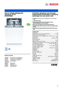 Product informatie BOSCH vaatwasser smal inbouw SPV6YMX08E