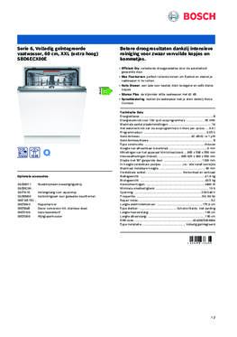 Product informatie BOSCH vaatwasser verhoogd inbouw SBD6ECX00E