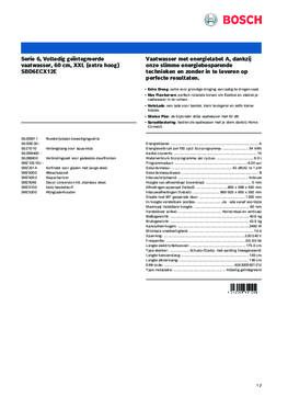 Product informatie BOSCH vaatwasser verhoogd inbouw SBD6ECX12E