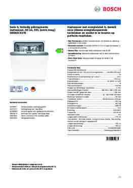 Product informatie BOSCH vaatwasser verhoogd inbouw SBD6ECX21E