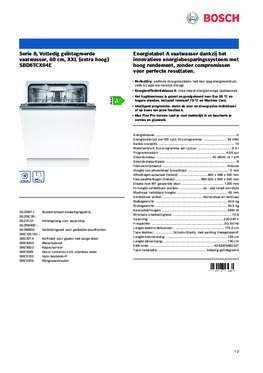 Product informatie BOSCH vaatwasser verhoogd inbouw SBD8TCX04E
