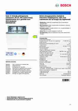 Product informatie BOSCH vaatwasser verhoogd inbouw SBH4EBX12E