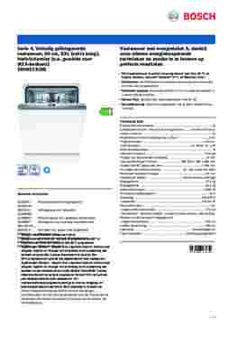 Product informatie BOSCH vaatwasser verhoogd inbouw SBH4ECX28E