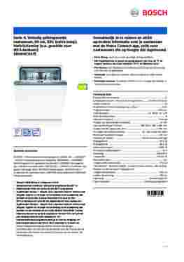 Product informatie BOSCH vaatwasser verhoogd inbouw SBH4HCX07E