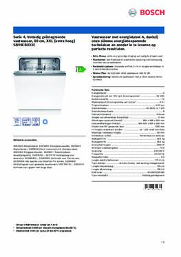 Product informatie BOSCH vaatwasser verhoogd inbouw SBV4EBX33E