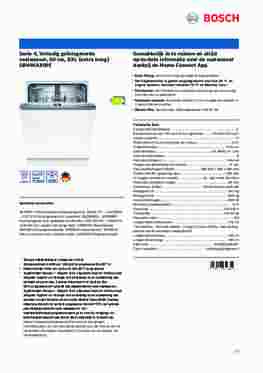 Product informatie BOSCH vaatwasser verhoogd inbouw SBV4HAX09E