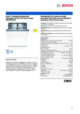 Product informatie BOSCH vaatwasser verhoogd inbouw SBV4HBX23E
