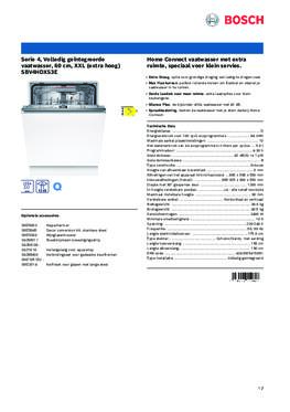 Product informatie BOSCH vaatwasser verhoogd inbouw SBV4HDX53E