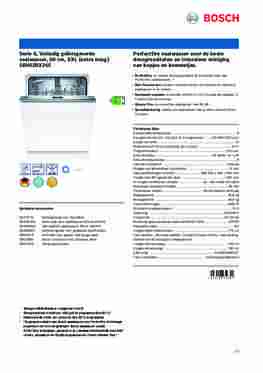 Product informatie BOSCH vaatwasser verhoogd inbouw SBV6ZBX26E