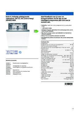 Product informatie BOSCH vaatwasser verhoogd inbouw SBV6ZCX05E