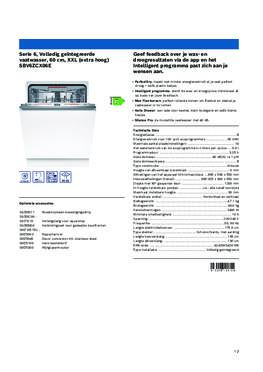 Product informatie BOSCH vaatwasser verhoogd inbouw SBV6ZCX06E