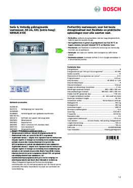 Product informatie BOSCH vaatwasser verhoogd inbouw SBV6ZCX13E