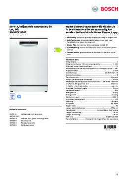 Product informatie BOSCH vaatwasser wit SMS4ELW08E