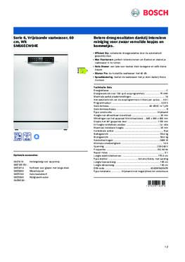 Product informatie BOSCH vaatwasser wit SMS6ECW04E