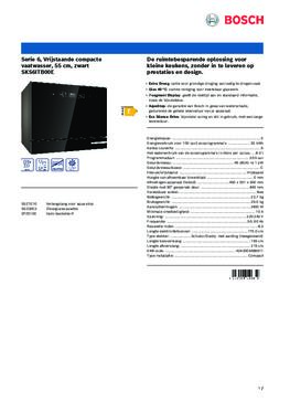 Product informatie BOSCH vaatwasser zwart SKS6ITB00E