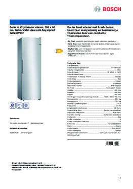 Product informatie BOSCH vrieskast rvs GSN36VIEP