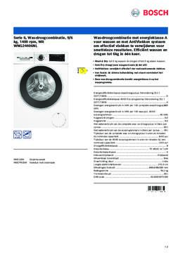 Product informatie BOSCH was droogcombinatie WNG24406NL