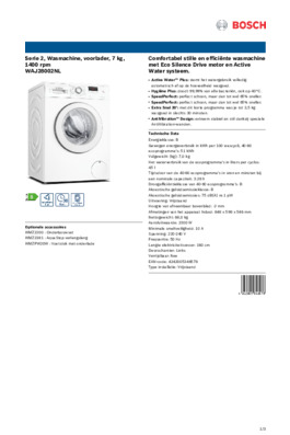 Product informatie BOSCH wasmachine WAJ28002NL