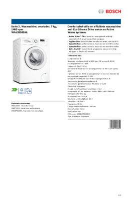 Product informatie BOSCH wasmachine WAJ28080NL