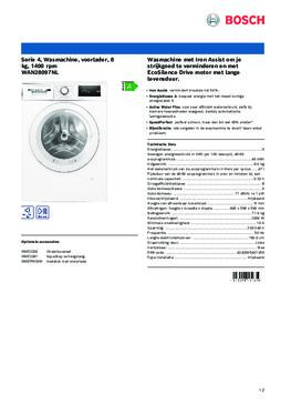 Product informatie BOSCH wasmachine WAN28097NL