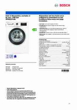 Product informatie BOSCH wasmachine WAN2827GNL