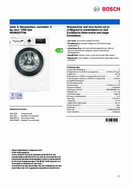 Product informatie BOSCH wasmachine WAN2827TNL