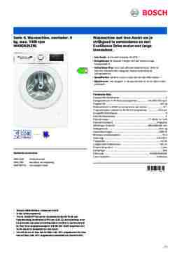 Product informatie BOSCH wasmachine WAN2829ZNL