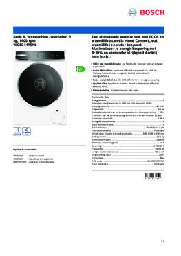 Product informatie BOSCH wasmachine WGB244A5NL