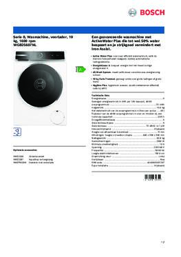 Product informatie BOSCH wasmachine WGB25607NL