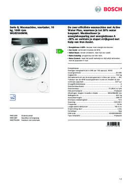 Product informatie BOSCH wasmachine WGB2560MNL
