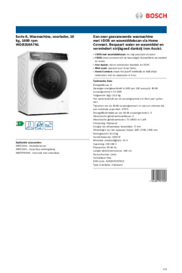 Product informatie BOSCH wasmachine WGB256A7NL