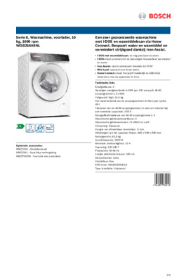 Product informatie BOSCH wasmachine WGB256A9NL
