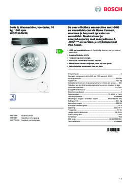 Product informatie BOSCH wasmachine WGB256AMNL