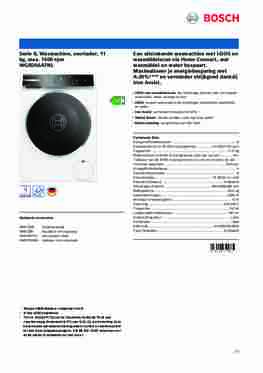 Product informatie BOSCH wasmachine WGB266A7NL