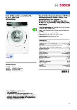Product informatie BOSCH wasmachine WGB266A9NL