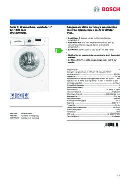 Product informatie BOSCH wasmachine WGE02400NL