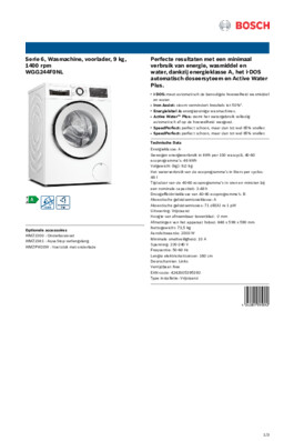 Product informatie BOSCH wasmachine WGG244F0NL