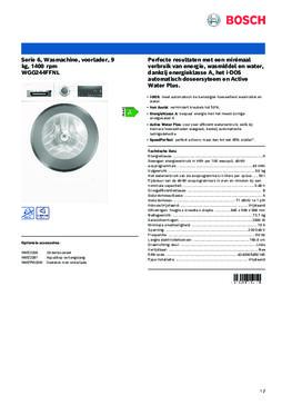Product informatie BOSCH wasmachine WGG244FFNL