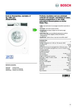 Product informatie BOSCH wasmachine WGG244FMNL