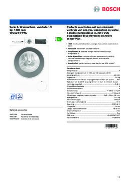 Product informatie BOSCH wasmachine WGG244FPNL