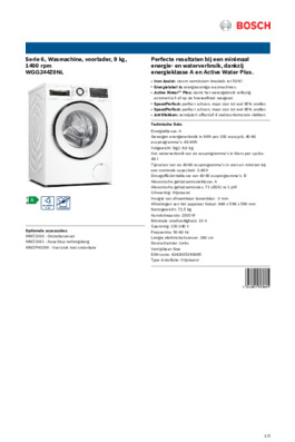 Product informatie BOSCH wasmachine WGG244Z0NL