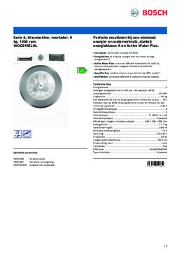 Product informatie BOSCH wasmachine WGG244ZLNL