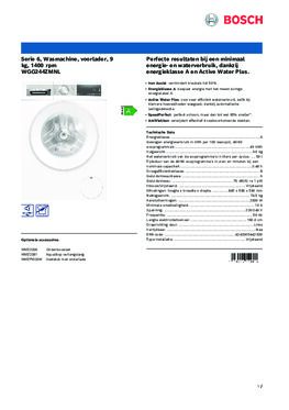 Product informatie BOSCH wasmachine WGG244ZMNL