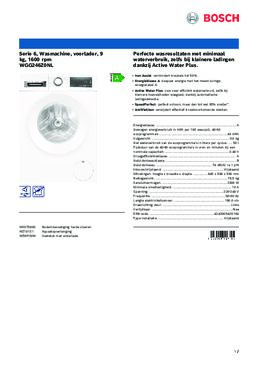 Product informatie BOSCH wasmachine WGG246Z0NL